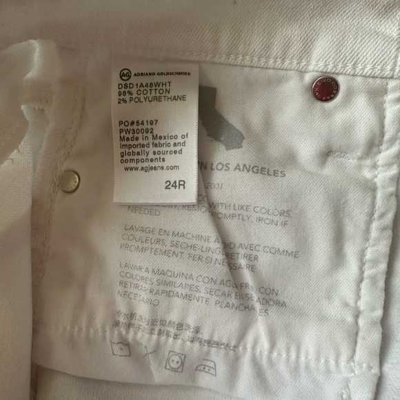 AG Adriano Goldschmied White Mari Crop Jeans high rise slim straight sz 24r NWT - Picture 6 of 6